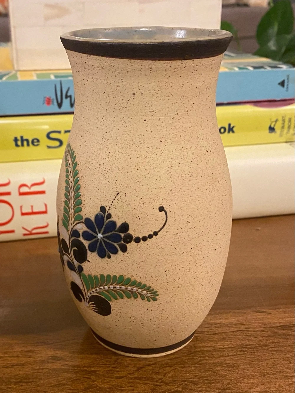 Mexican Gardiel Tonala Folk Art Pottery Vasa Flowers Signed 5.5”